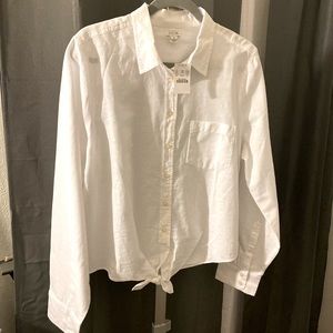 SOLD💚 J. crew Basic white Linen cotton top